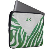 Zebra Monogram, Grün und Weiß Laptopschutzhülle (Vorne Rechts)