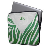 Zebra Monogram, Grün und Weiß Laptopschutzhülle (Vorderseite Links)