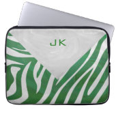 Zebra Monogram, Grün und Weiß Laptopschutzhülle (Vorderseite)