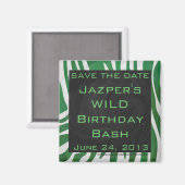 Zebra Monogram, Grün und Weiß Magnet (Vorderseite/Rückseite)