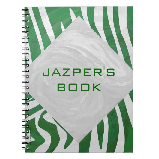 Zebra Monogram, Grün und Weiß Notizblock (Vorderseite)