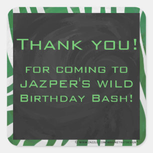 Zebra Monogram, Grün und Weiß Quadratischer Aufkleber