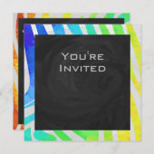 Zebra Monogram Rainbow and White Print Einladung (Vorne/Hinten)