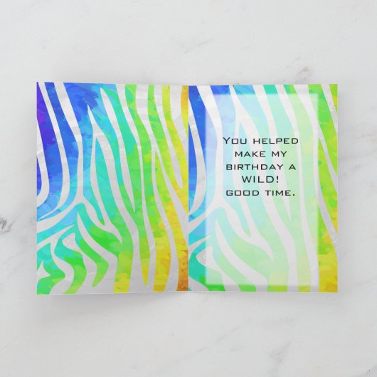 Zebra Monogram Rainbow and White Print Karte (Innenseite)