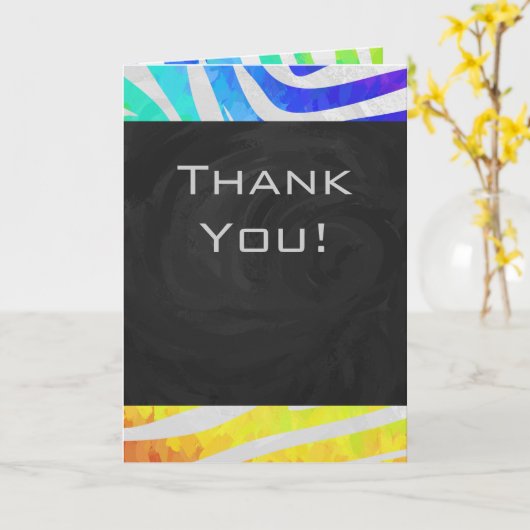 Zebra Monogram Rainbow and White Print Karte (Gelbe Blume)