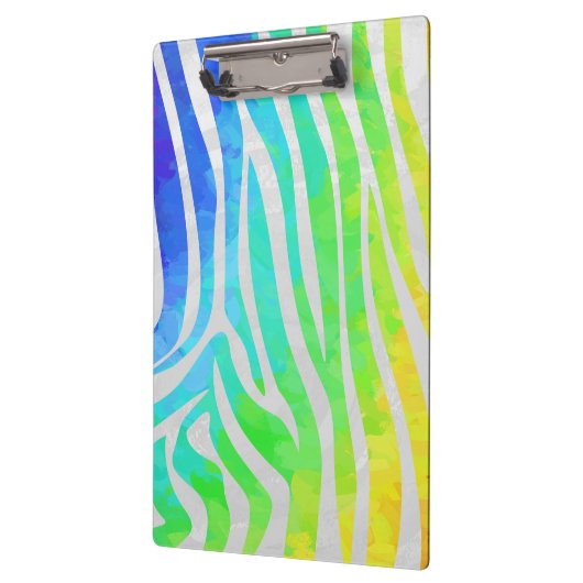 Zebra Monogram Rainbow and White Print Klemmbrett (Links)