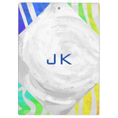 Zebra Monogram Rainbow and White Print Klemmbrett (Rückseite)