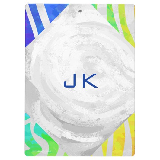Zebra Monogram Rainbow and White Print Klemmbrett (Rückseite)