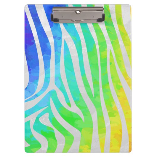 Zebra Monogram Rainbow and White Print Klemmbrett (Vorderseite)