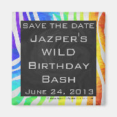 Zebra Monogram Rainbow and White Print Magnet (Vorne)