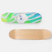 Zebra Monogram Rainbow and White Print Skateboard (Horizontal)