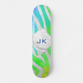 Zebra Monogram Rainbow and White Print Skateboard (Vorderseite)