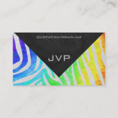 Zebra Monogram Rainbow and White Print Visitenkarte (Rückseite)