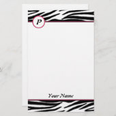 Zebra-Monogramm-Briefpapier Briefpapier (Vorne/Hinten)
