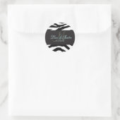 Zebra-Monogramm-Hochzeitsticker Runder Aufkleber (Tasche)