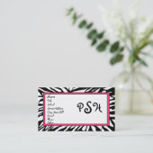 Zebra-Monogramm-Karte Visitenkarte (Stehend Vorderseite)