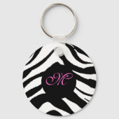 Zebra Monogramm, M Schlüsselkette Schlüsselanhänger (Vorderseite)