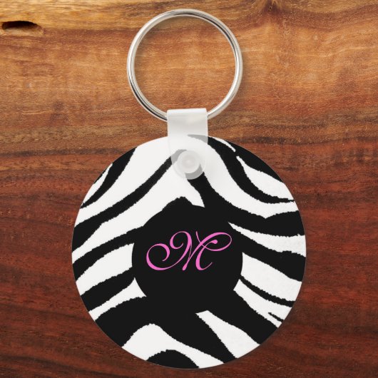 Zebra Monogramm, M Schlüsselkette Schlüsselanhänger (Vorderseite)