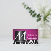 Zebra-Monogramm-Maskenbildner Visitenkarte (Stehend Vorderseite)