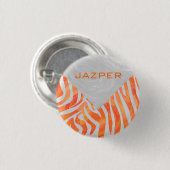 Zebra Monogramm Orange und Weiß Button (Vorne & Hinten)