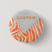 Zebra Monogramm Orange und Weiß Button (Vorderseite)