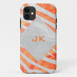 Zebra Monogramm Orange und Weiß Case-Mate iPhone Hülle