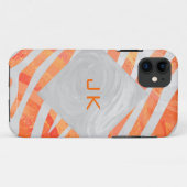 Zebra Monogramm Orange und Weiß Case-Mate iPhone Hülle (Rückseite (Horizontal))