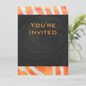 Zebra Monogramm Orange und Weiß Einladung (Stehend Vorderseite)