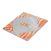 Zebra Monogramm Orange und Weiß Fliese (Seite)