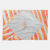 Zebra Monogramm Orange und Weiß Handtuch (Horizontal)