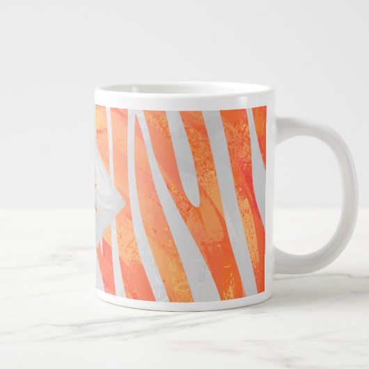 Zebra Monogramm Orange und Weiß Jumbo-Tasse (Rechts)