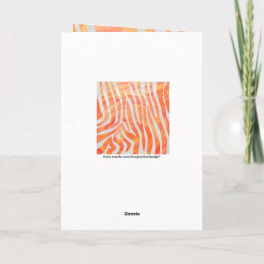Zebra Monogramm Orange und Weiß Karte (Rückseite)