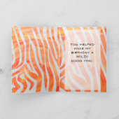 Zebra Monogramm Orange und Weiß Karte (Innenseite)