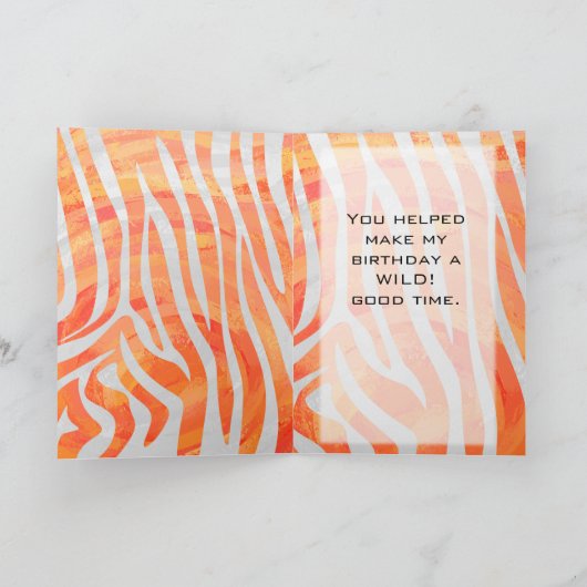 Zebra Monogramm Orange und Weiß Karte (Innenseite)