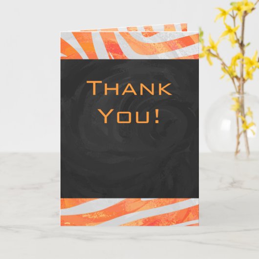 Zebra Monogramm Orange und Weiß Karte (Gelbe Blume)