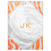 Zebra Monogramm Orange und Weiß Klemmbrett (Rückseite)