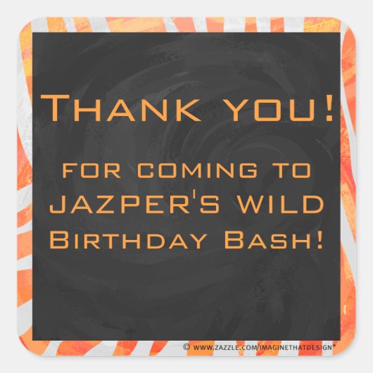 Zebra Monogramm Orange und Weiß Quadratischer Aufkleber (Vorderseite)