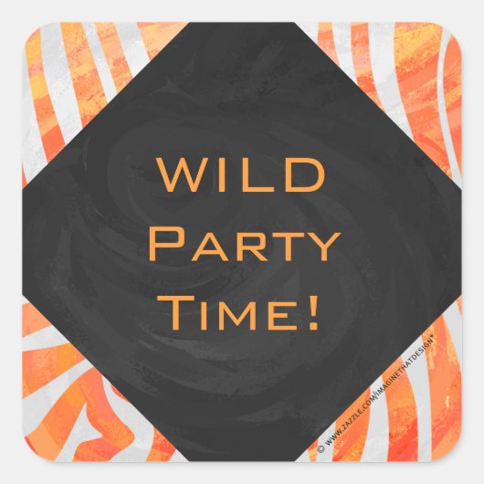 Zebra Monogramm Orange und Weiß Quadratischer Aufkleber (Vorderseite)