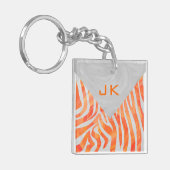 Zebra Monogramm Orange und Weiß Schlüsselanhänger (Vorderseite links)