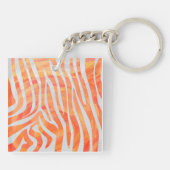 Zebra Monogramm Orange und Weiß Schlüsselanhänger (Rückseite)