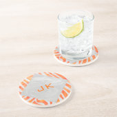 Zebra Monogramm Orange und Weiß Untersetzer (Seite)