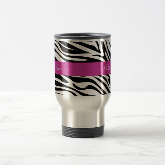 Zebra-Monogramm-Reise-Tassen Reisebecher (Mittel)