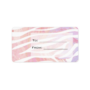 Zebra Monogramm Rosa und Weiß Adressaufkleber