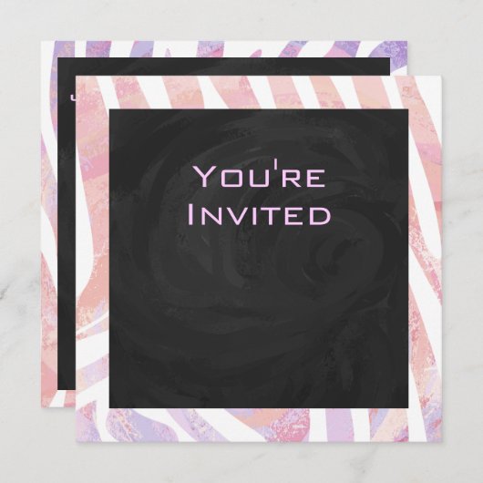 Zebra Monogramm Rosa und Weiß Einladung (Vorne/Hinten)