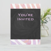 Zebra Monogramm Rosa und Weiß Einladung (Stehend Vorderseite)