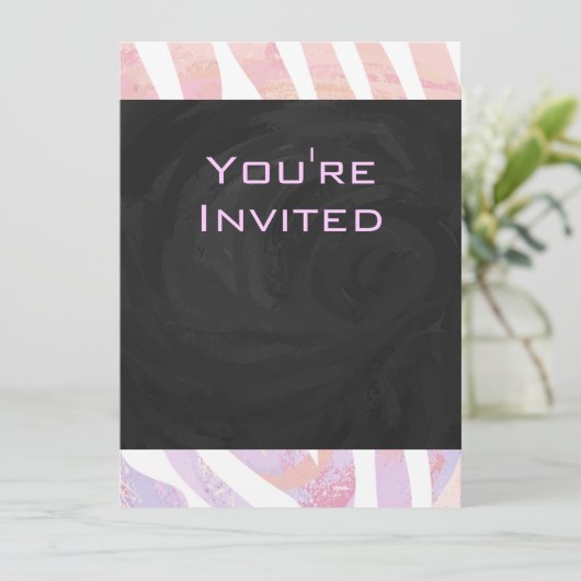 Zebra Monogramm Rosa und Weiß Einladung (Stehend Vorderseite)