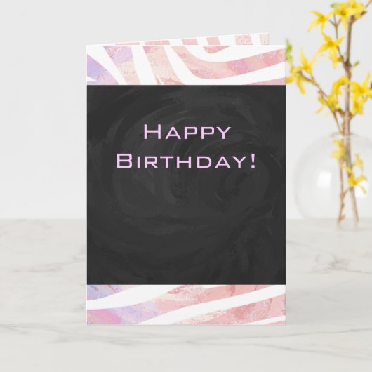 Zebra Monogramm Rosa und Weiß Karte (Gelbe Blume)