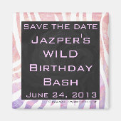 Zebra Monogramm Rosa und Weiß Magnet (Vorne)