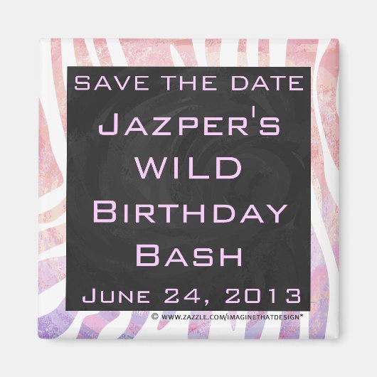 Zebra Monogramm Rosa und Weiß Magnet (Vorne)