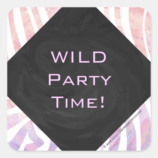 Zebra Monogramm Rosa und Weiß Quadratischer Aufkleber (Vorderseite)